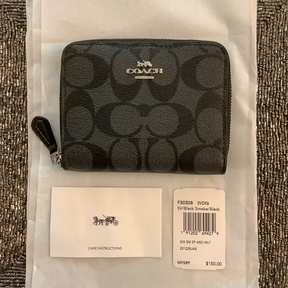 🎉 NWT COACH Small Zip Around Wallet Signature - Picture 4 of 7